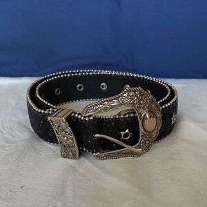 NWOT Black Belt with Ornate Silver Buckle